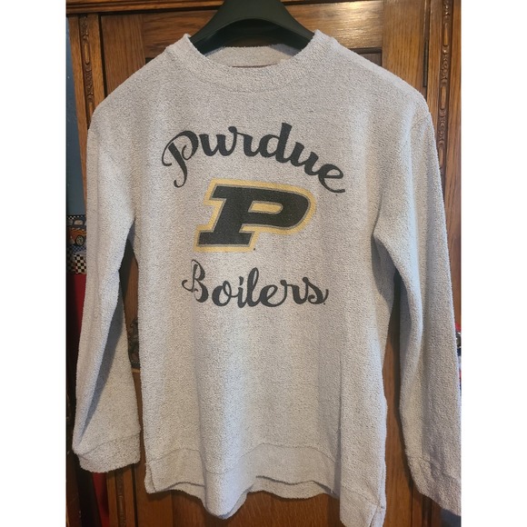 Pressbox Tops - Pressbox Purdue Boilermakers Comfy Terry Sweatshirt Gray Womens Large 65F00SLD